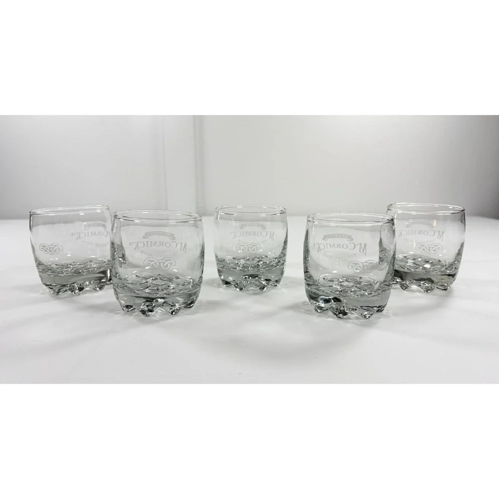 Set of 5 Vintage McCormick's Imported Irish‎ Whiskey Rocks Glasses Bubble Base